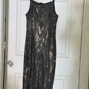 slim fit dress slacks Luxury Black V-Neck Mermaid Evening Gown with 3D Lace, Sequins, and Long Sleeves for Women
